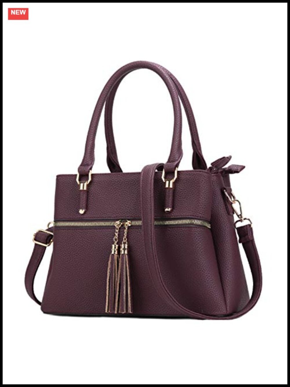 PU Leather Satchel Handbag Medium Top Handle Purse